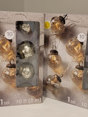 Ashland Crackle Glass LED String Lights - Warm White & Brown Caps
